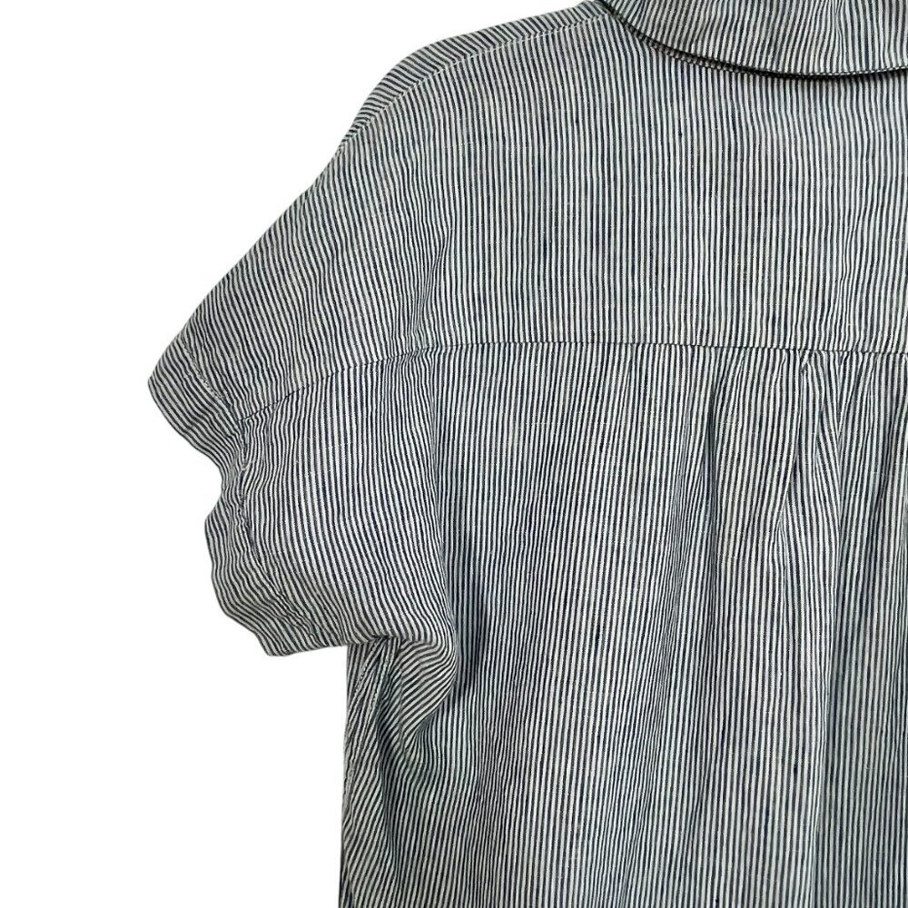 Tahari 100% Linen Stripe Shirt Dress Blue White Size S - Picture 10 of 13